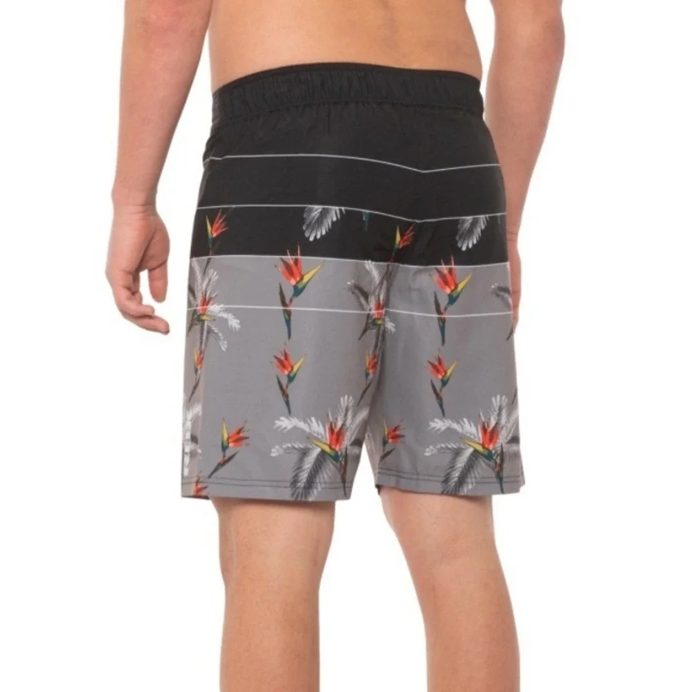RBX Stretch Swim Shorts Mens Size Medium Birds of Paradise Swim Trunk Shorts New